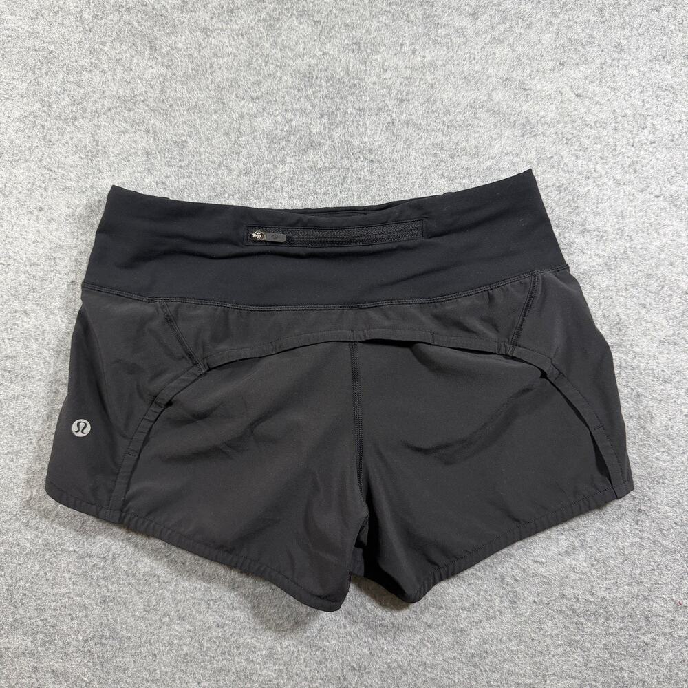 Lululemon Speed Up Shorts Womens 2 Black Lined Running Zip Pocket Athletic